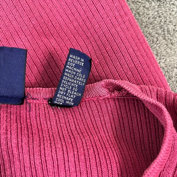 Vintage Gap Sweater Womens Medium Pink Rib Knit Button Front Short Sleeve Y2K - Picture 6 of 8